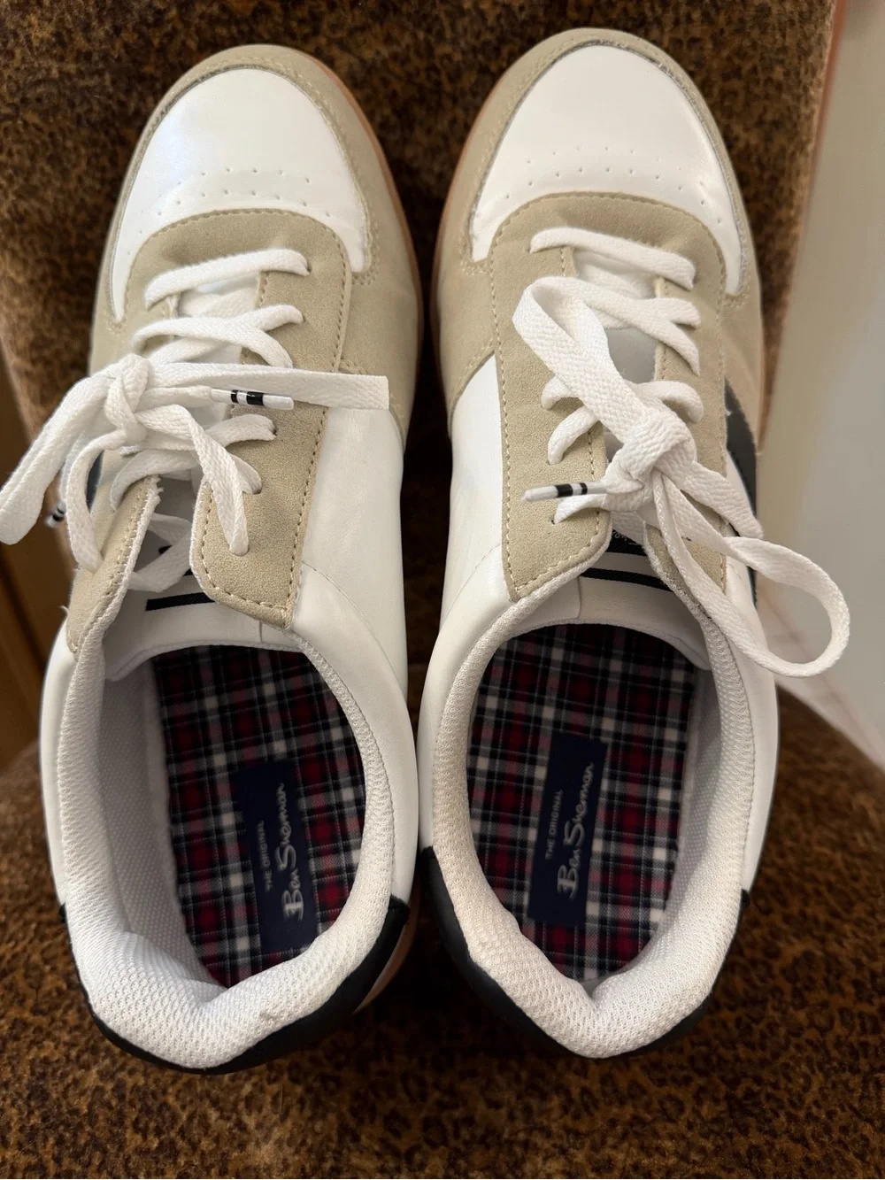 Ben Sherman White, Black & Tan Low-Top Sneakers